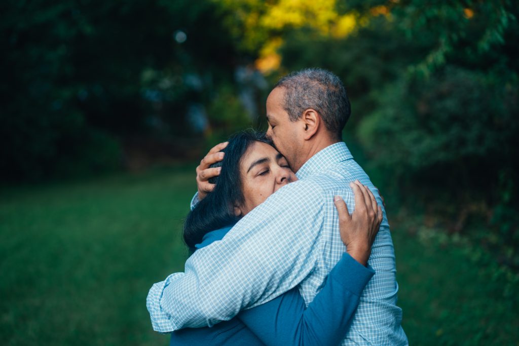 Two people embracing