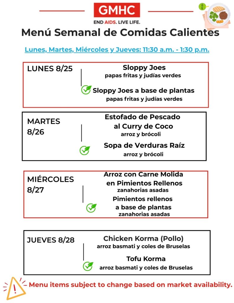 Hot Meals Lunch Menu 8 25 2025 Spanish