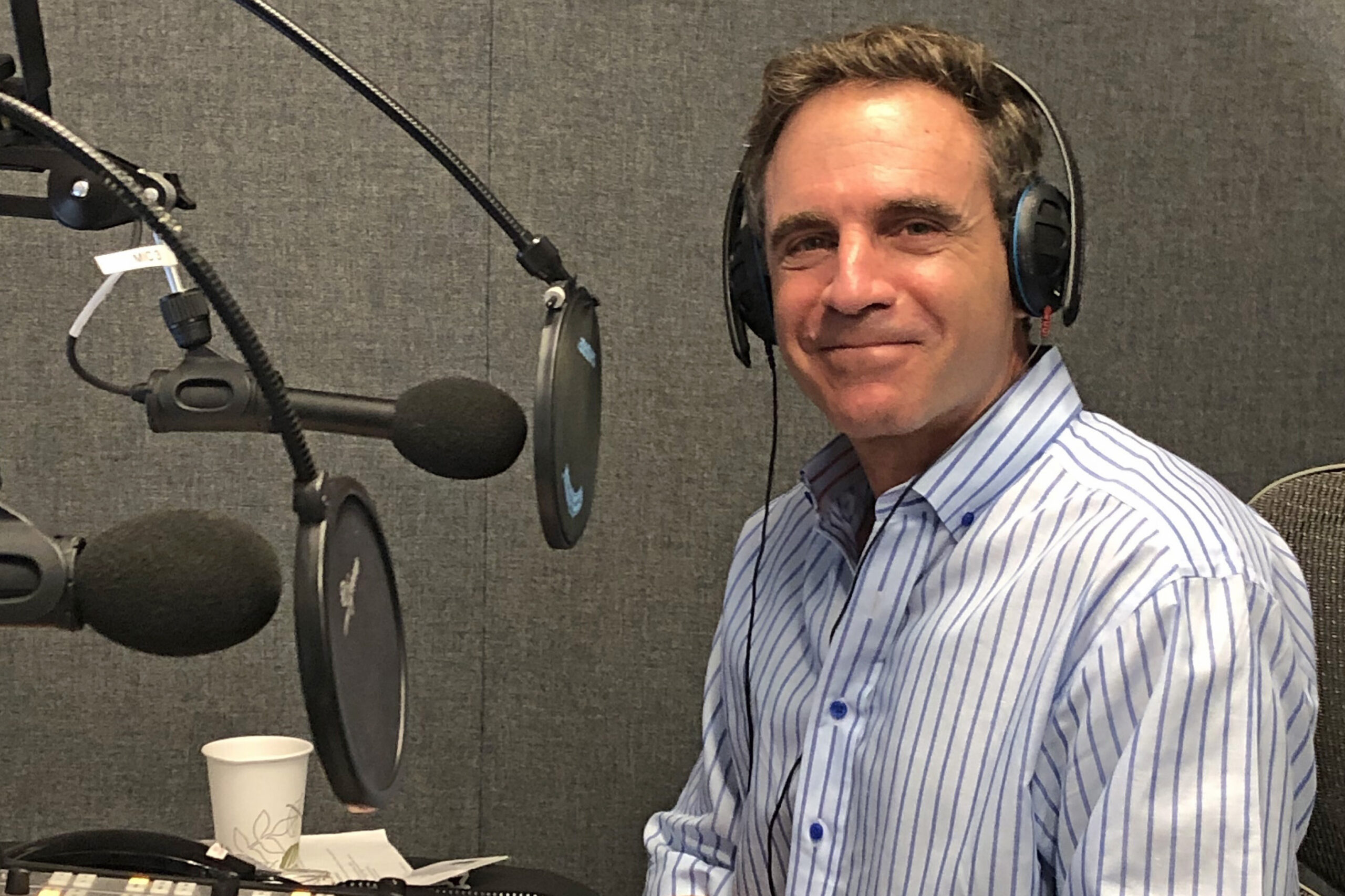 Podcaster Eric Marcus in the studio.
