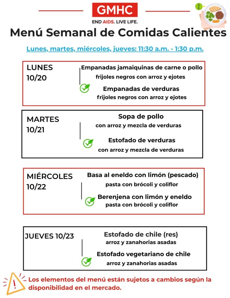 Hot Meals Lunch Menu 10 20 2025 Spanish
