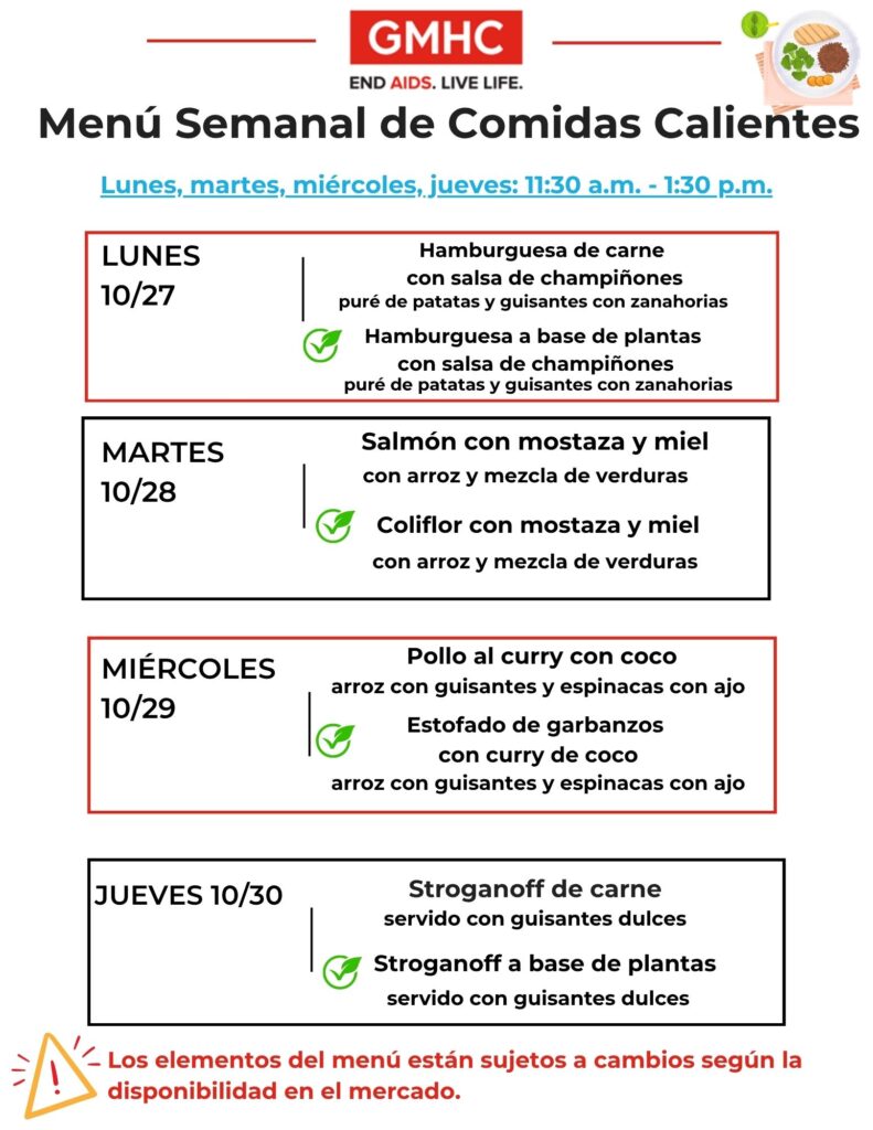Meals & Nutrition 2 Hot Meals Lunch Menu 10 27 Spanish