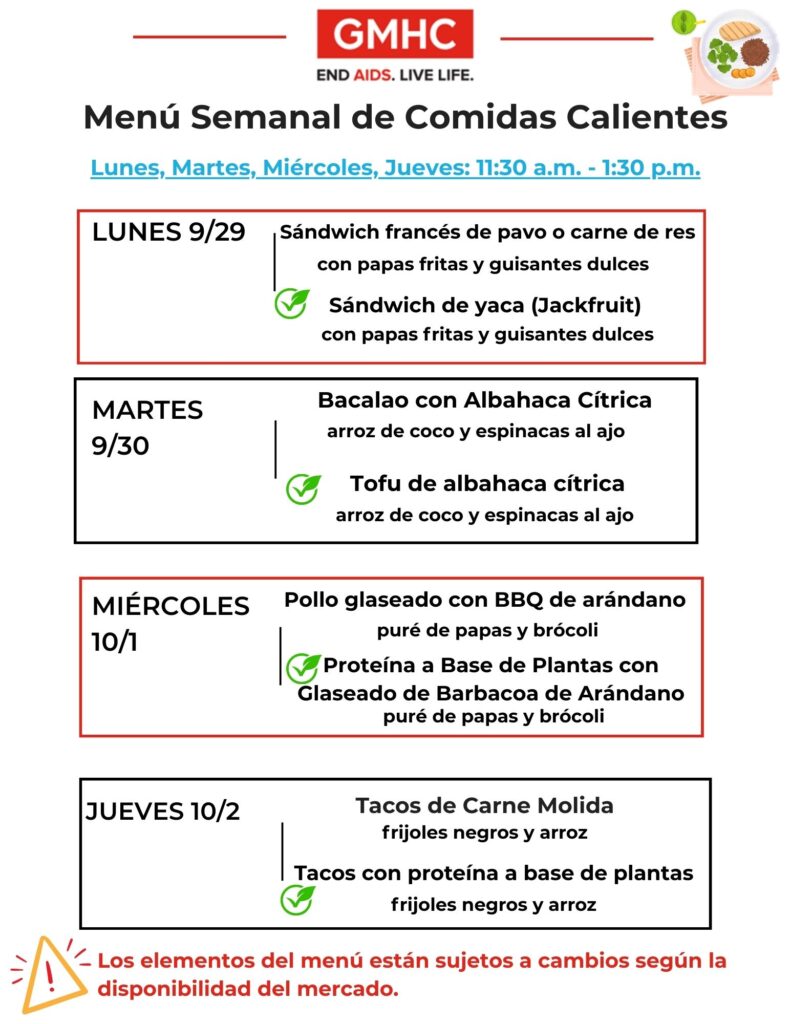Hot Meals Lunch Menu 9 26 2025 Spanish