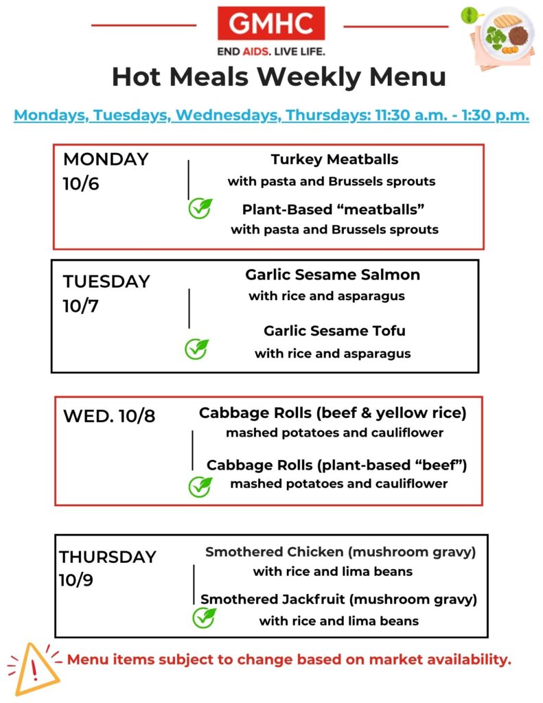 October 6 Hot Meals Lunch Menu English