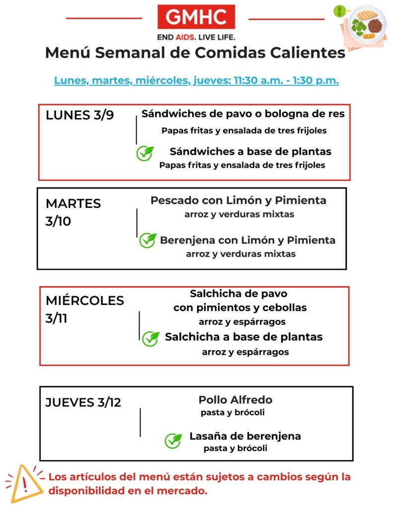 latest meals lunch menu Spanish 3 9 2026